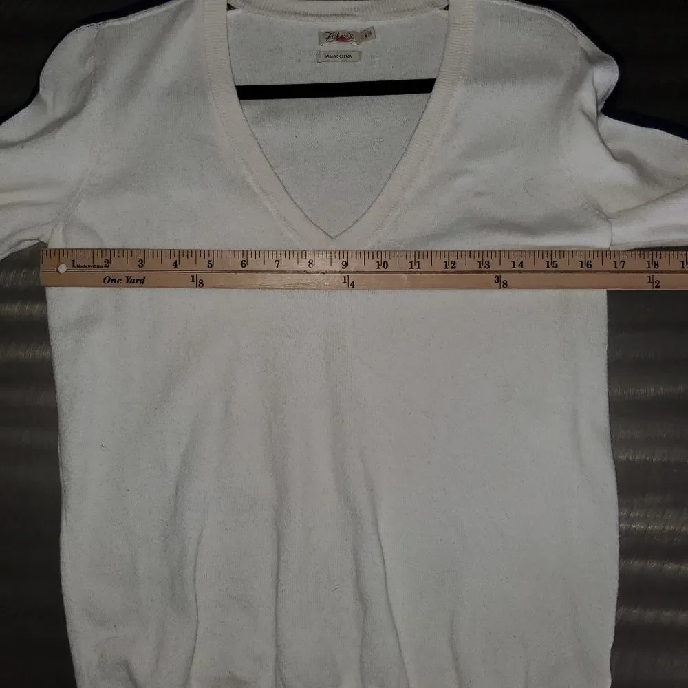Faherty Sconset  Cashmere Organic Cotton Preppy Old Money Sweater Cream S